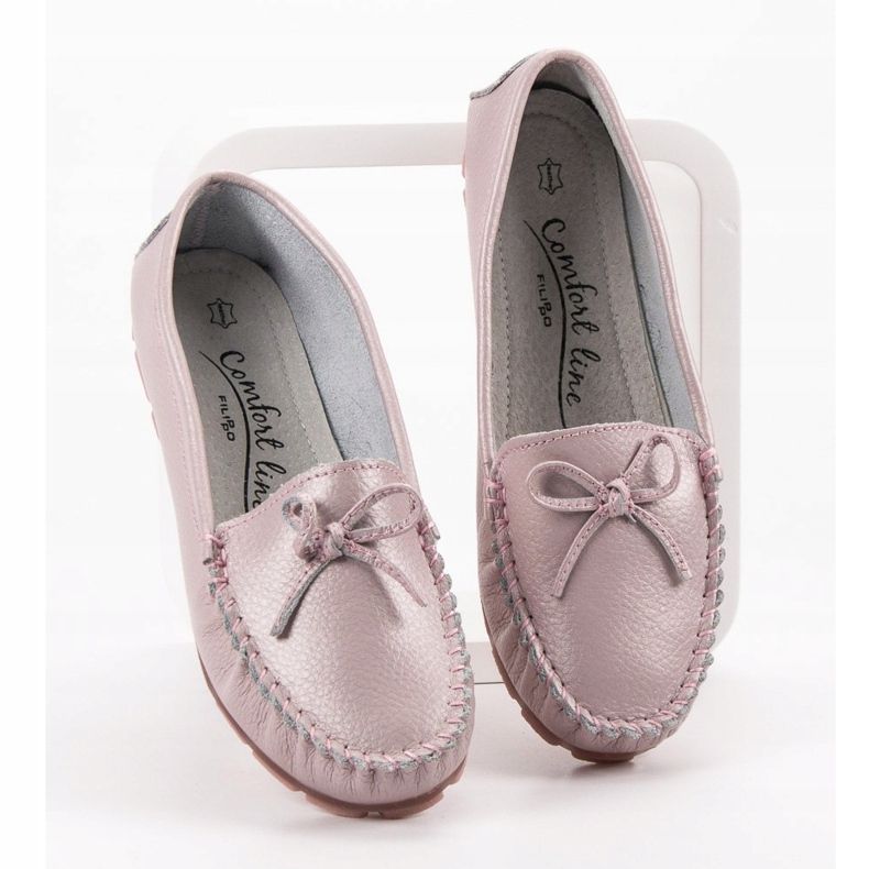 Filippo Läder Loafers med rosett rosa 1