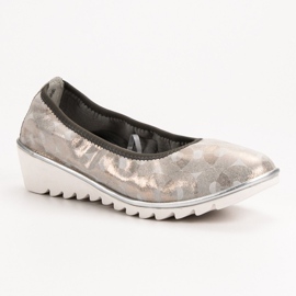 Filippo Läder Ballerina På Kil beige gyllene 1