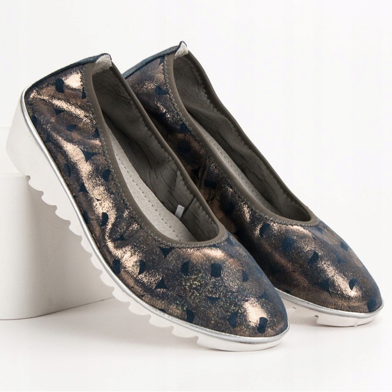 Filippo Läder Ballerina På Kil blå gul 1