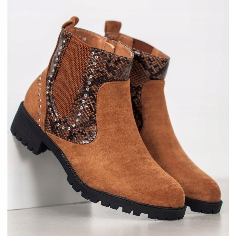 Small Swan Snake Print Chelsea stövlar brun 1