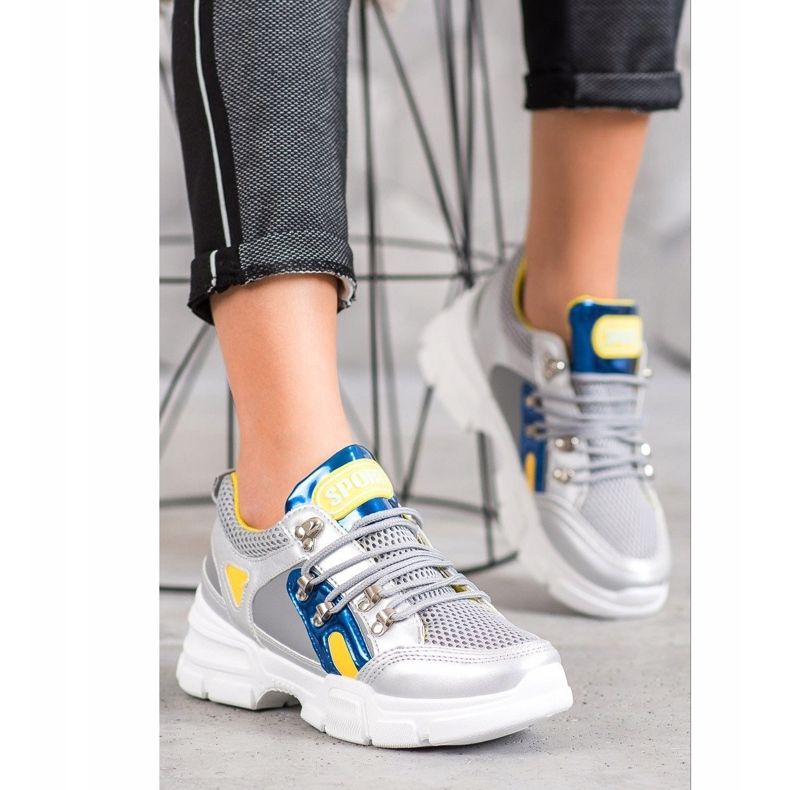 Bella Paris Mode sneakers med mesh grå mångfärgad 1