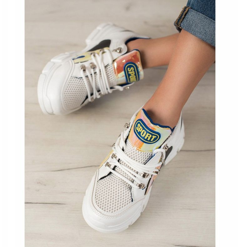 Bella Paris Mode sneakers med mesh vit mångfärgad 1