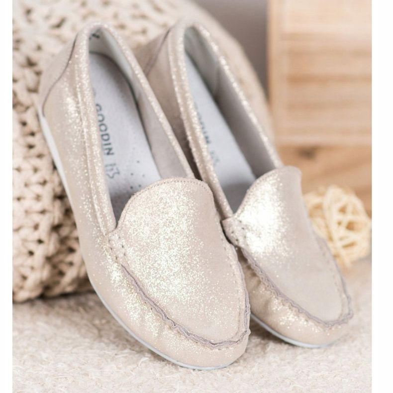 Goodin Gyllene loafers med glitter 1