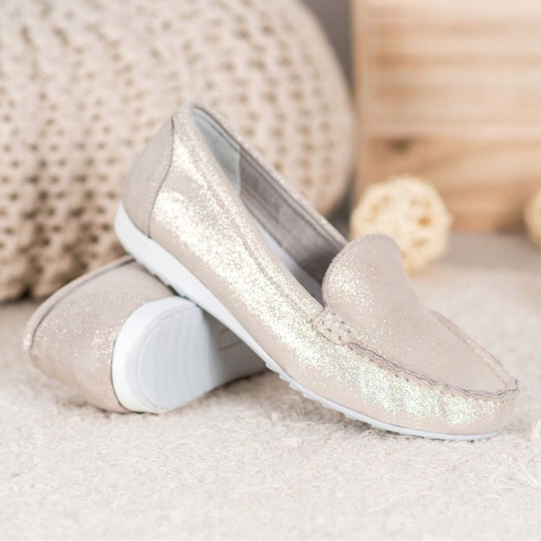 Goodin Gyllene loafers med glitter 2