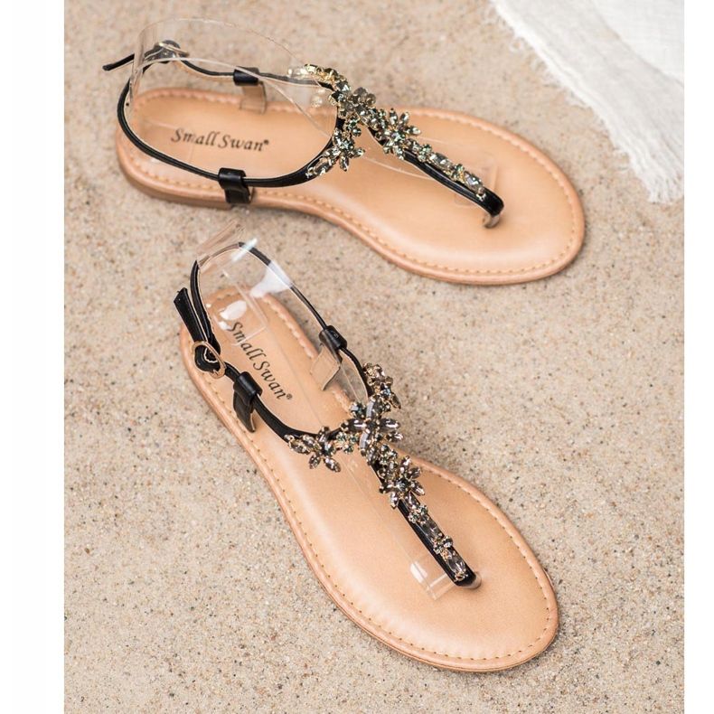 Small Swan Eleganta sandaler med cubic zirconia svart 1
