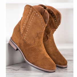 Ideal Shoes Trendiga bruna cowboystövlar 2