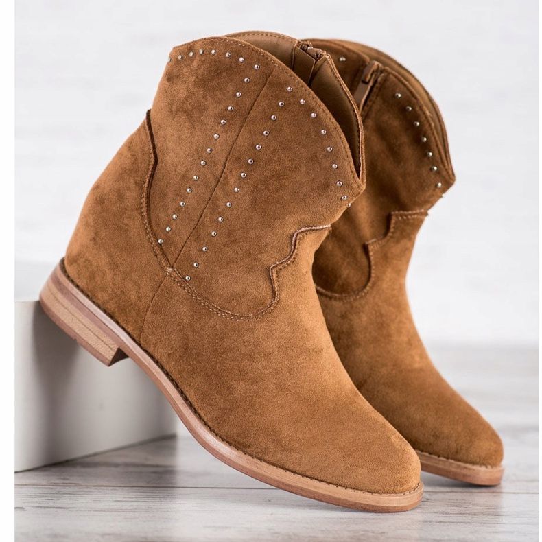 Ideal Shoes Moderiktiga kamel cowgirls brun 1