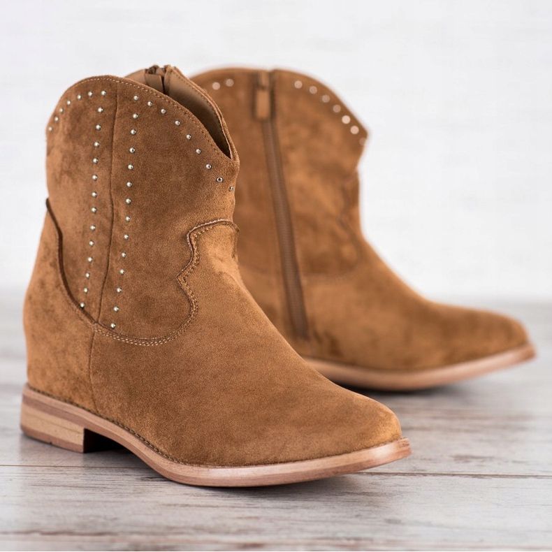 Ideal Shoes Moderiktiga kamel cowgirls brun 2