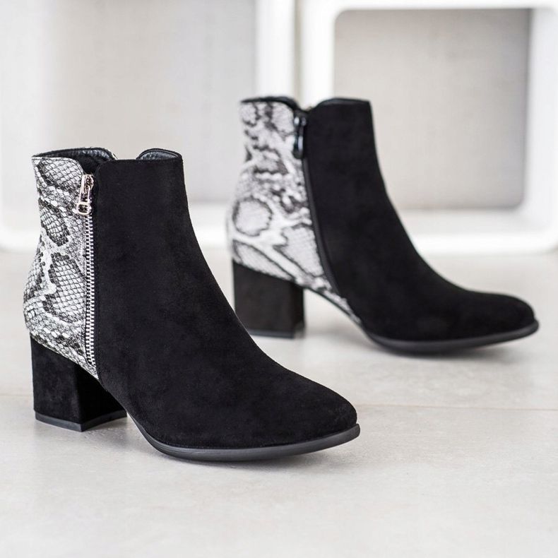 Filippo Snake Print Booties svart grå 1