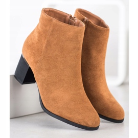 SHELOVET Camel Suede Booties brun gul 1