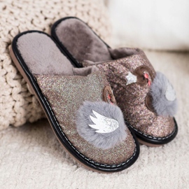 Bona Snygga tofflor med applikation beige brun 1