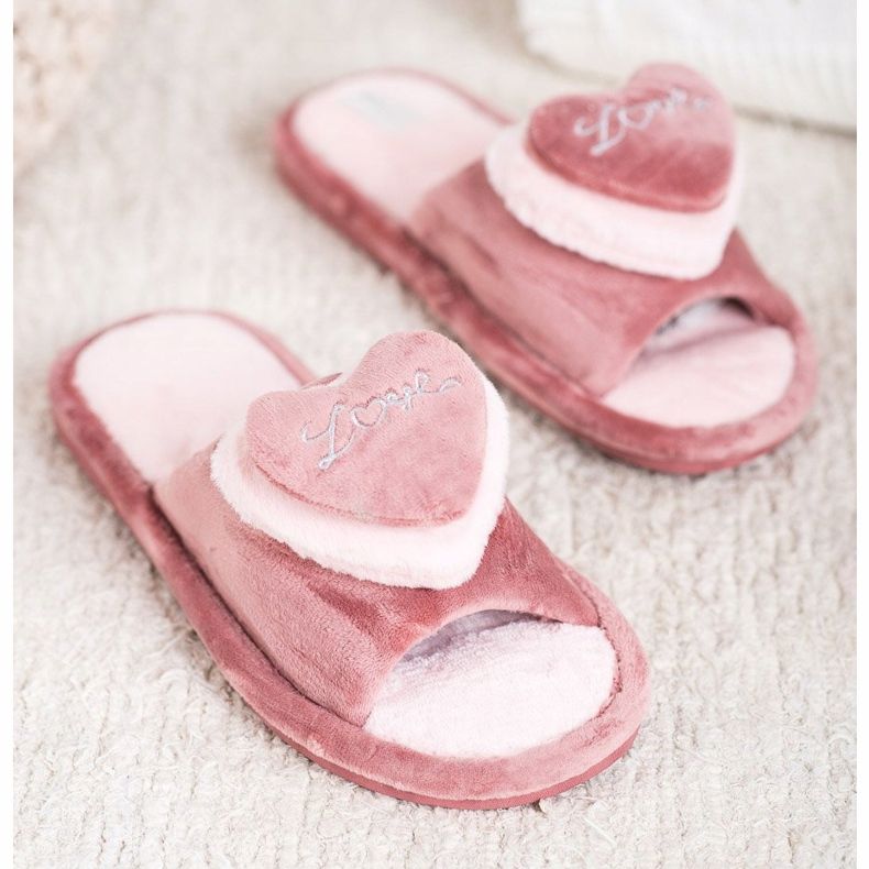 Bona Varma tofflor med hjärta beige rosa 1