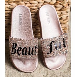 SHELOVET Vackra flip -flops med kristaller gyllene 2