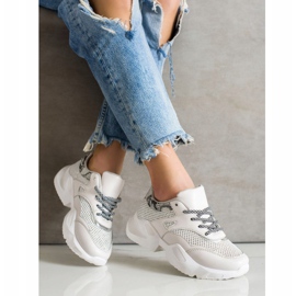 SHELOVET Grå Snake Print Sneakers beige 1