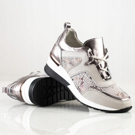 Goodin Snake Print Leather Sneakers silver- grå 1