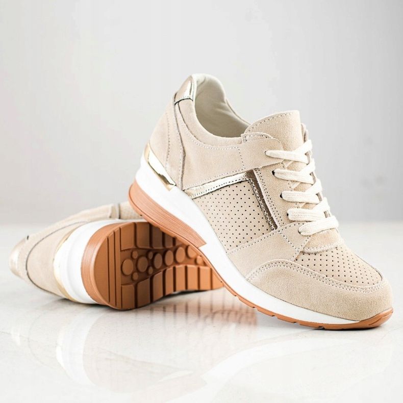 Goodin Beige lädersneakers 1