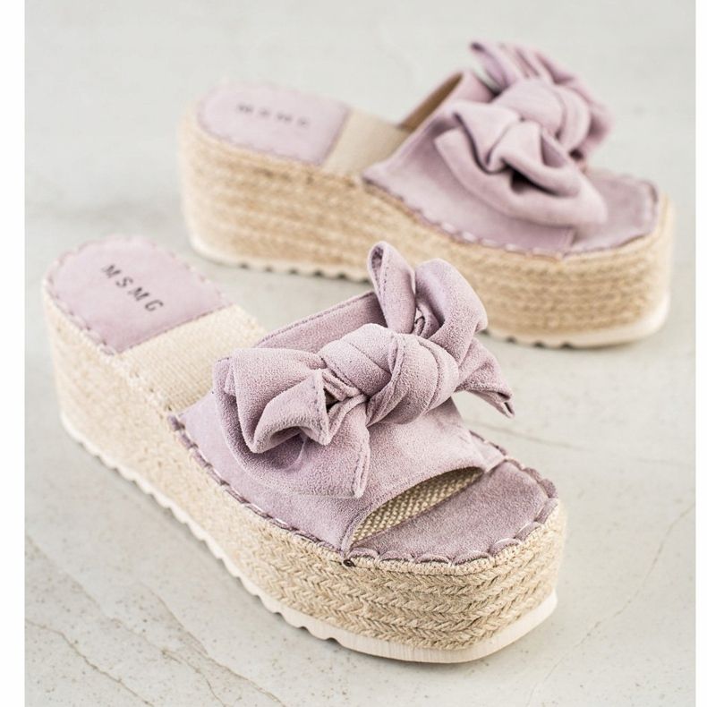 SHELOVET Tofflor På Plattformen Med En Rosett violett 1
