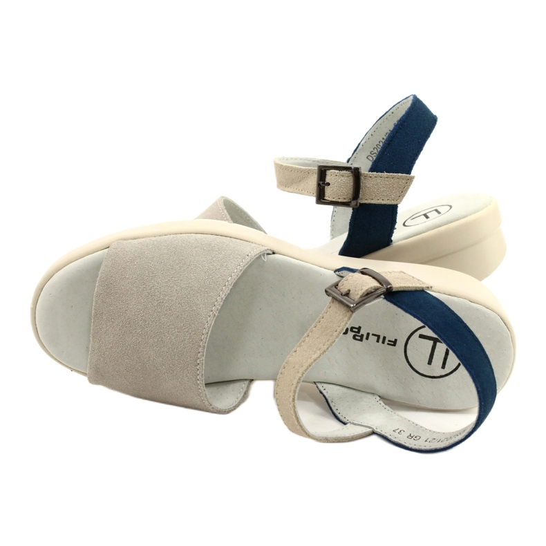 Bekväma lädersandaler för kvinnor Filippo DS2021/21 grå 3