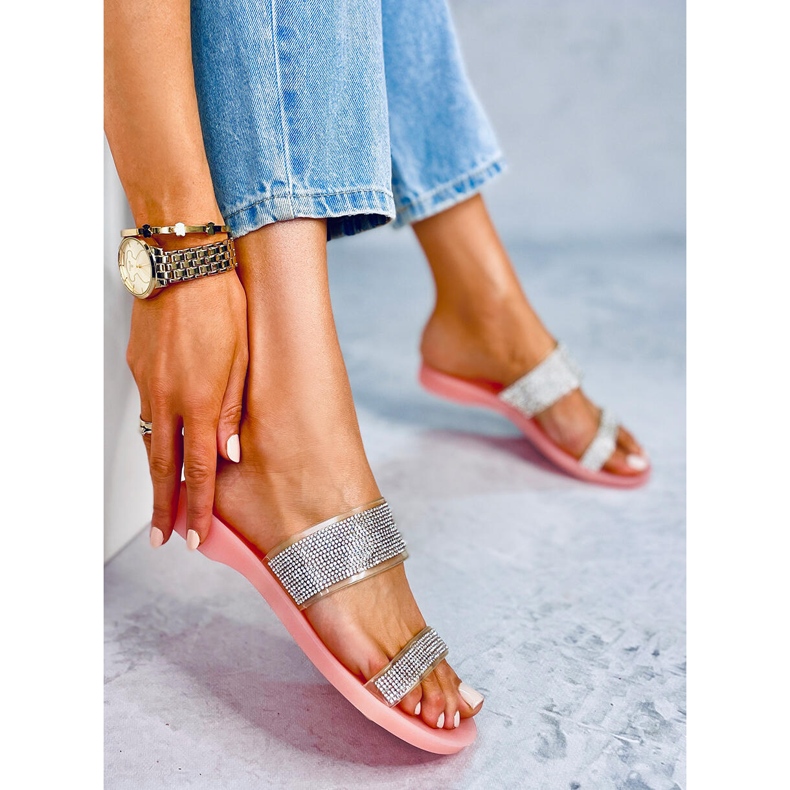 Rosa BG51 Rosa tofflor i silikon silver- 1