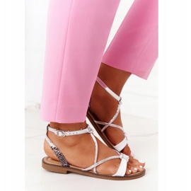 S.Barski Platta sandaler S. Barski LJ281 Vit och Silver 2