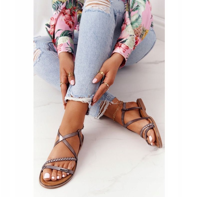 S.Barski Sandaler med fläta S. Bararski 152-1 koppar mångfärgad 1