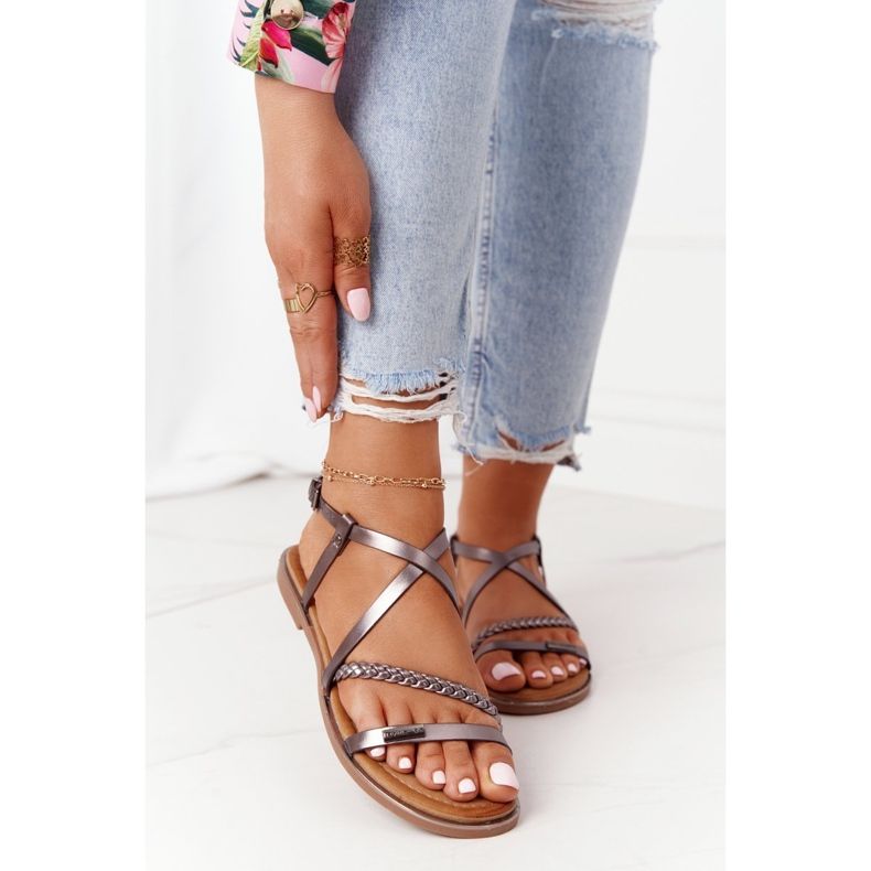 S.Barski Sandaler med fläta S. Bararski 152-1 koppar mångfärgad 2