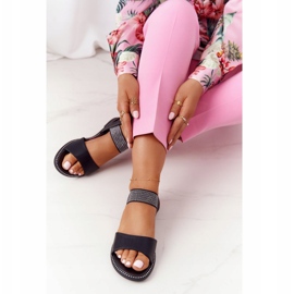 S.Barski Svarta sandaler med ribbad S. Bararski 934-19 1