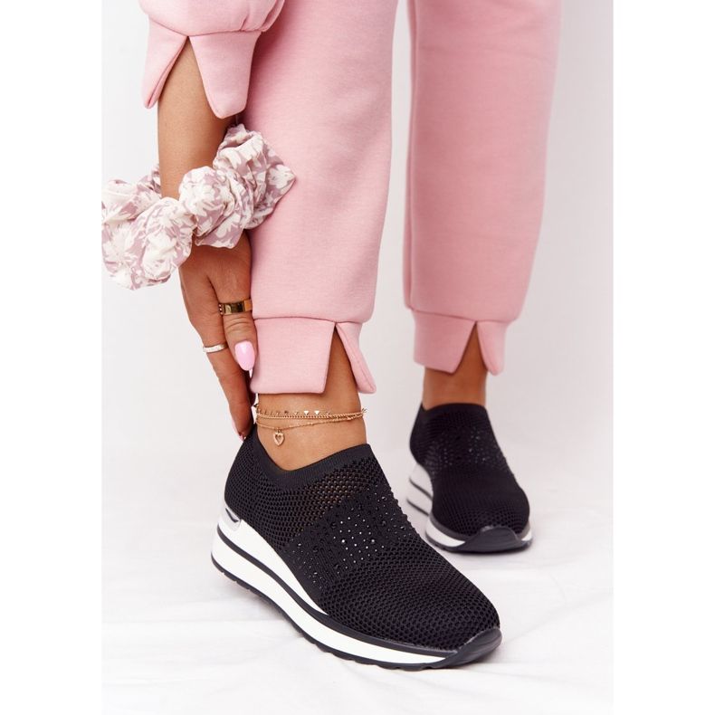 Openwork Sneakers Slip-On On Wedge Black Sophia vit svart 1