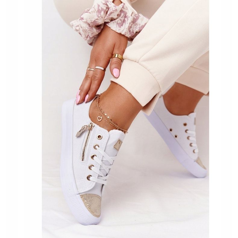 Damskor med en dragkedja vitguldfestival gyllene 2