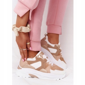 Damskor Sneakers Beige Yolo på stor sula vit 1