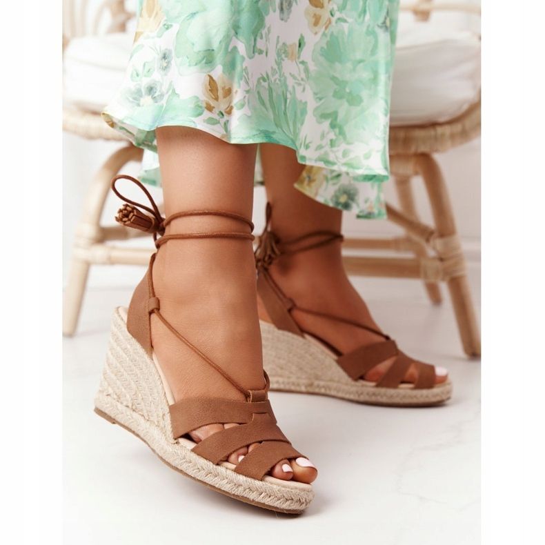 Tied Sandals On Wedge Big Star AA274591 Brun 2