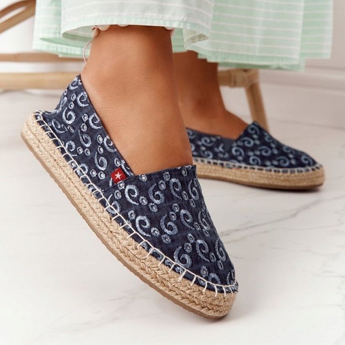 Espadrilles på en flätad plattform Big Star AA274628 Marinblå beige 1