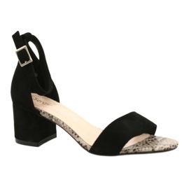 Sandaler på låg stolpe Sergio Leone SK839 beige brun svart 2