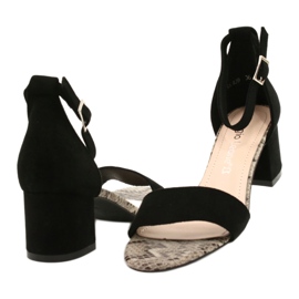 Sandaler på låg stolpe Sergio Leone SK839 beige brun svart 4