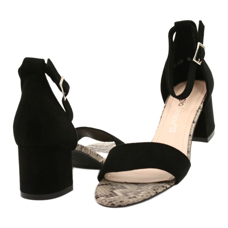 Sandaler på låg stolpe Sergio Leone SK839 beige brun svart 4