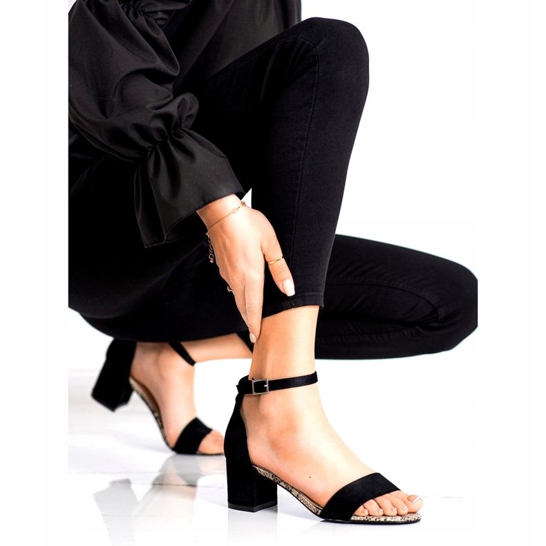 Sandaler på låg stolpe Sergio Leone SK839 beige brun svart 1