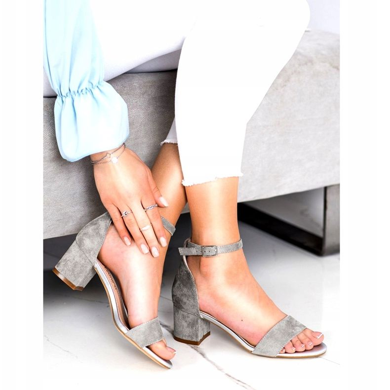 Sergio Leone Sandaler på en låg Eco -pelare SK839 silver silver- 2