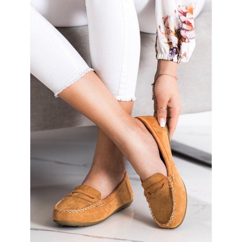 Super Me Loafers i kamelmocka brun 1