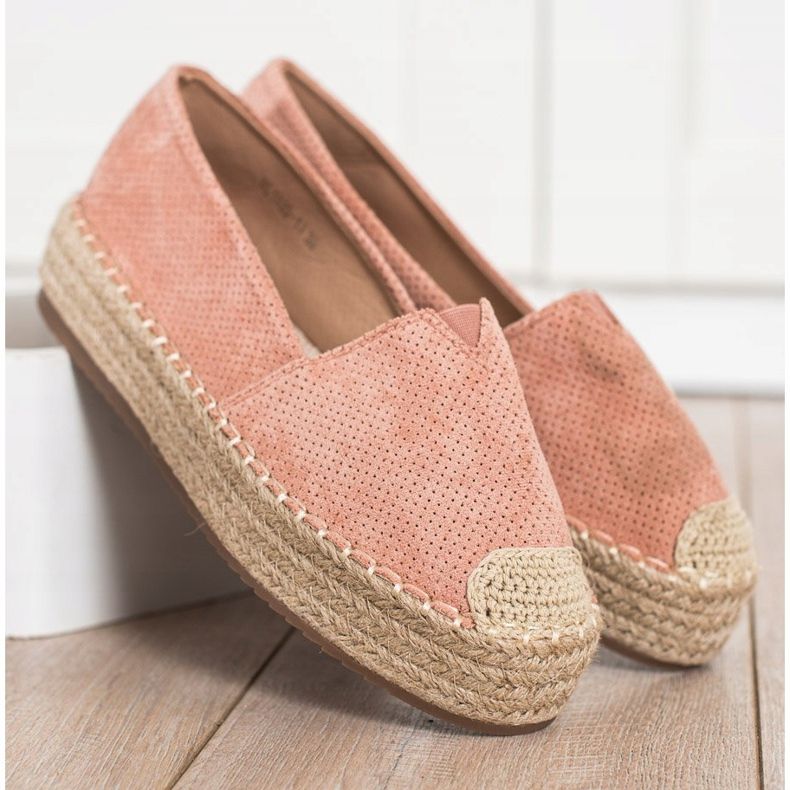 SHELOVET Espadrilles på plattformen rosa 2