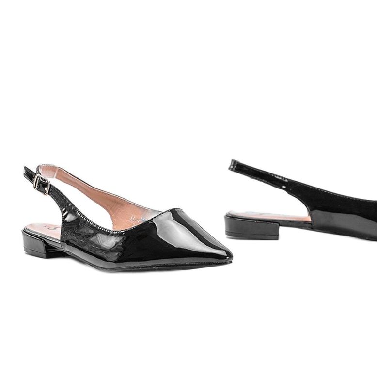 Svart patent platt ballerinas Tia 1