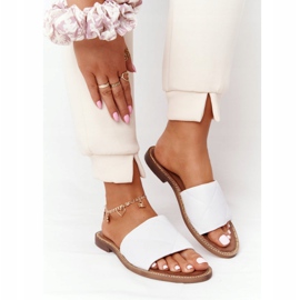 Läder tofflor med quiltning Nicole 2650 vit 2