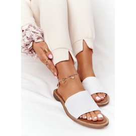 Läder tofflor med quiltning Nicole 2650 vit 1