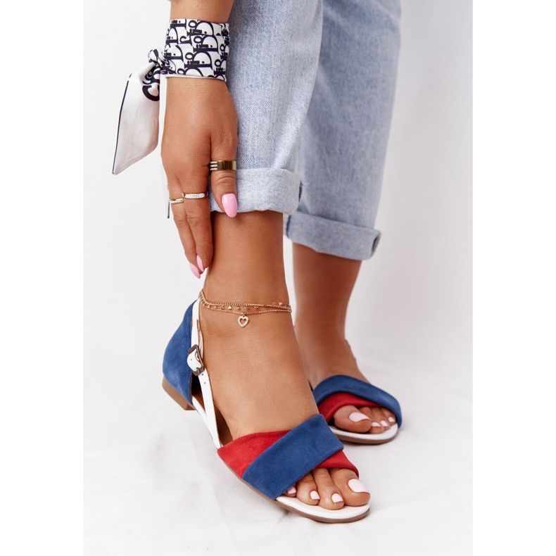 Lädersandaler Maciejka 04614-17 Marinblå-Röd 2