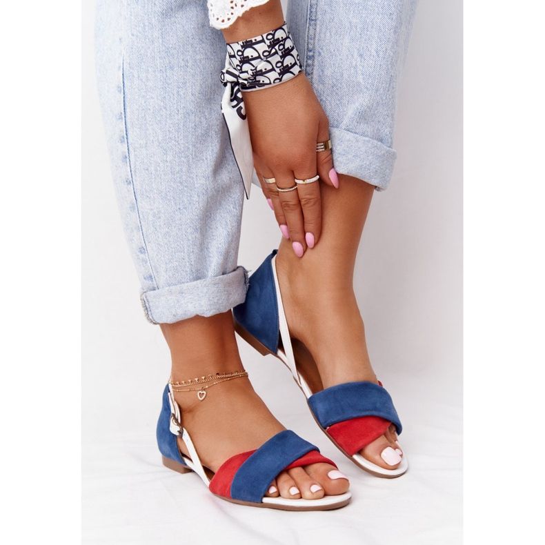 Lädersandaler Maciejka 04614-17 Marinblå-Röd 1