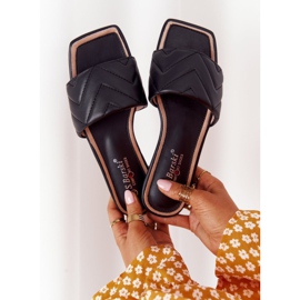 Läder tofflor med quiltning S.Barski 331-42 Svart 2