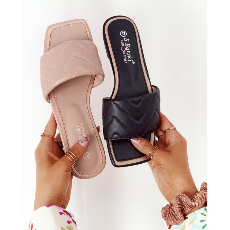 S.Barski Läder tofflor med Quilting S. Barski 331-42 Cappuccino beige 1