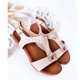 S.Barski Barnsandaler S. Bararski Comfort Złote vit silver- gyllene 2