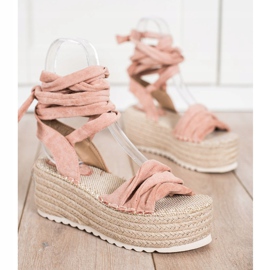 SHELOVET Knutna Espadrilles -sandaler rosa 1