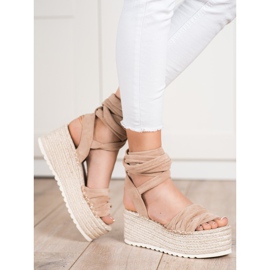 SHELOVET Knutna Espadrilles -sandaler beige 1