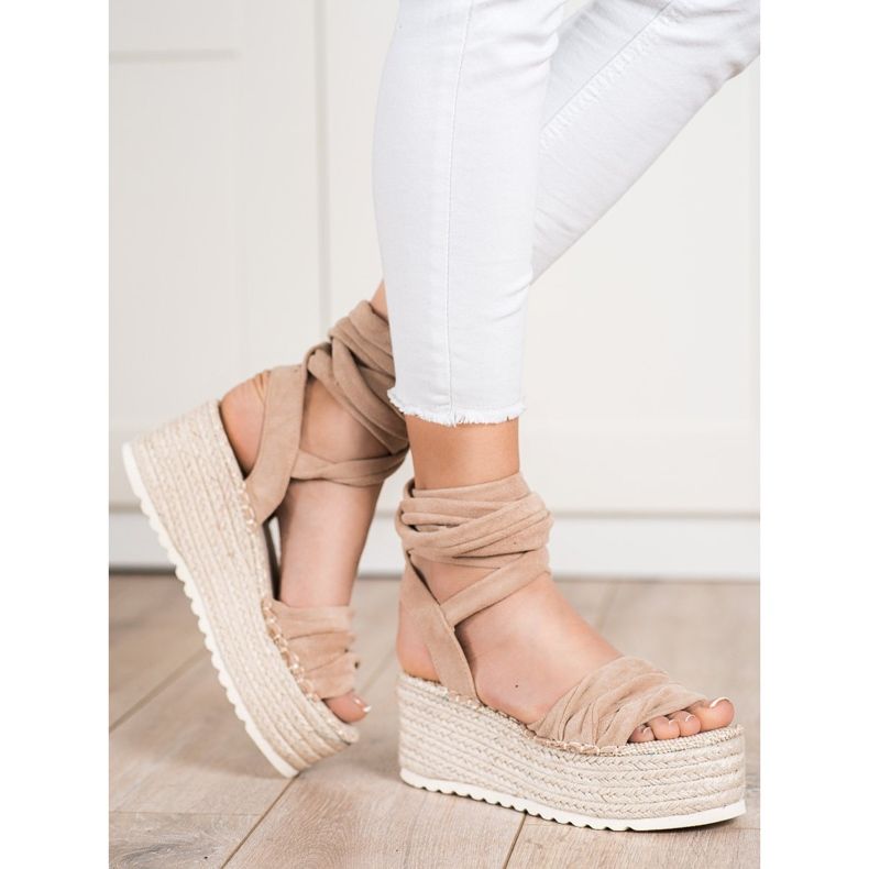 SHELOVET Knutna Espadrilles -sandaler beige 1
